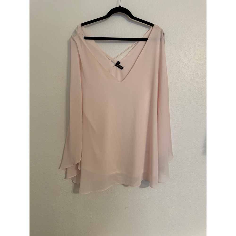 Want and Need 3X Blouse Pink V Neck Flutter Sleeve Lined Party Top‎